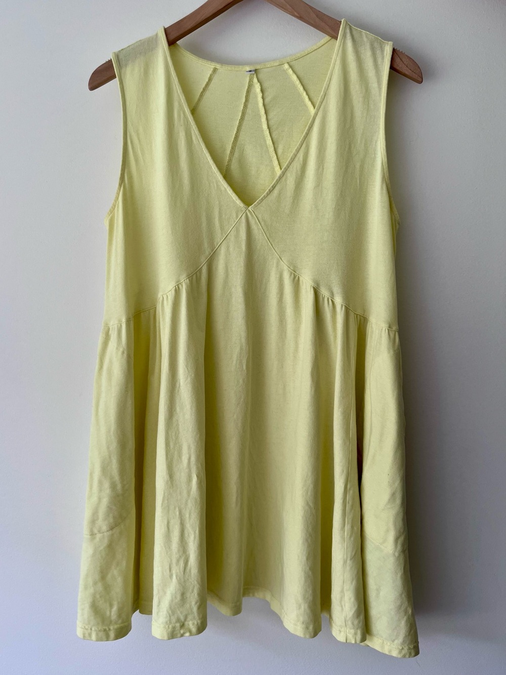 Trapeze Mini Swing Dress 100% Cotton in Yellow size Small